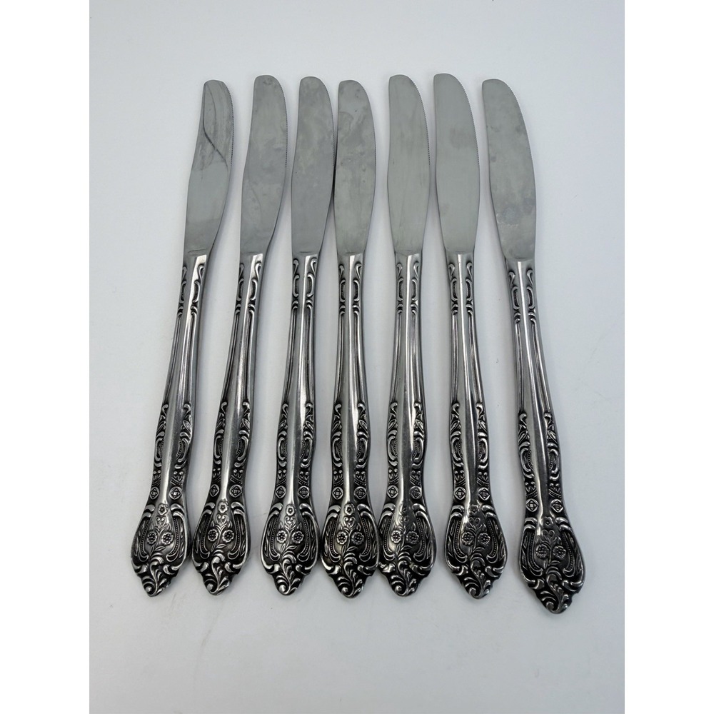 Stanley Roberts‎ DYNASTY Stainless 5 Petal Flower - Set of 7 Dinner Knives